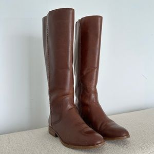 Frye & Co Tall Cognac Riding Equestrian Inspired leather Boots zipper